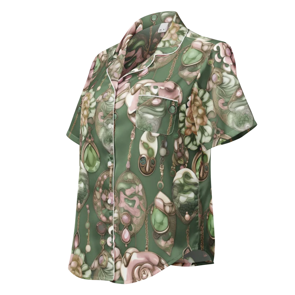 Mosslight Bijou on Women's Short Sleeve Pajama Top — Left Front