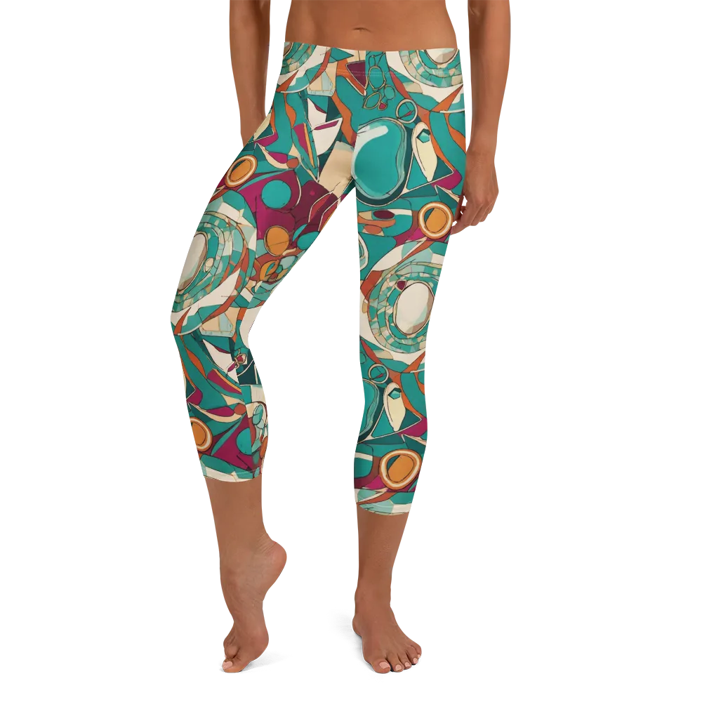 Citrus Geometry on Capri Leggings — Front