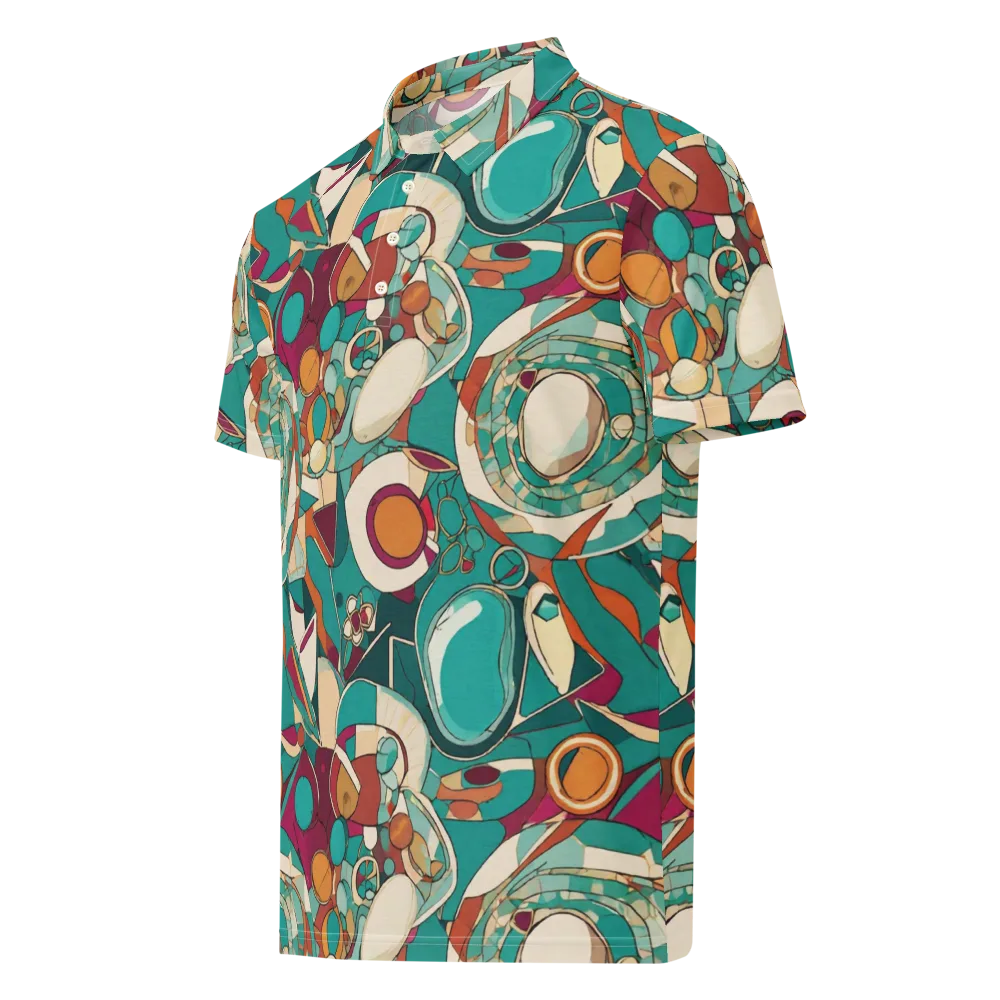 Citrus Geometry on Men's Slim Fit Polo Shirt — Left Front