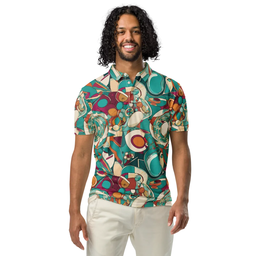Citrus Geometry on Men's Slim Fit Polo Shirt — Front