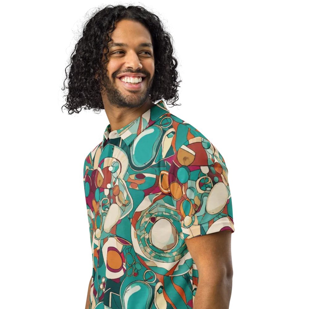 Citrus Geometry on Men's Slim Fit Polo Shirt — Left Front