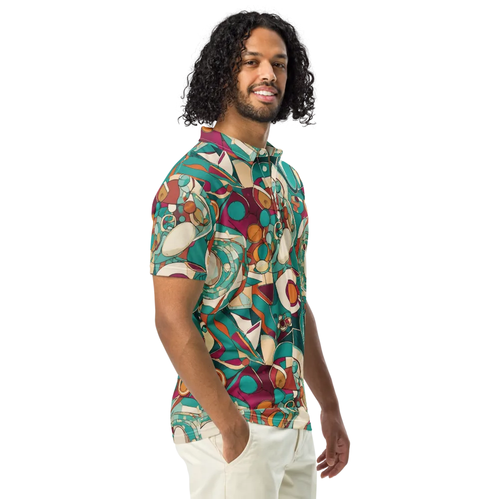 Citrus Geometry on Men's Slim Fit Polo Shirt — Right Front