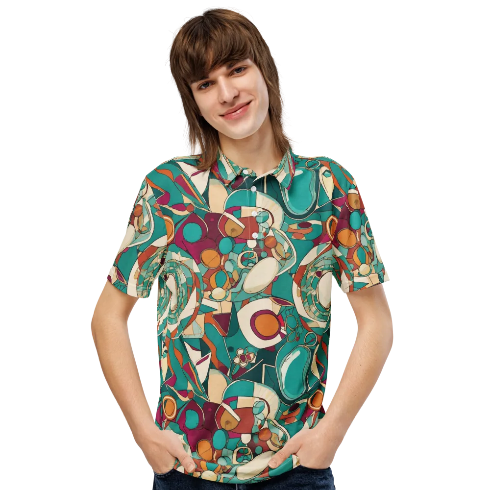 Citrus Geometry on Men's Slim Fit Polo Shirt — Front