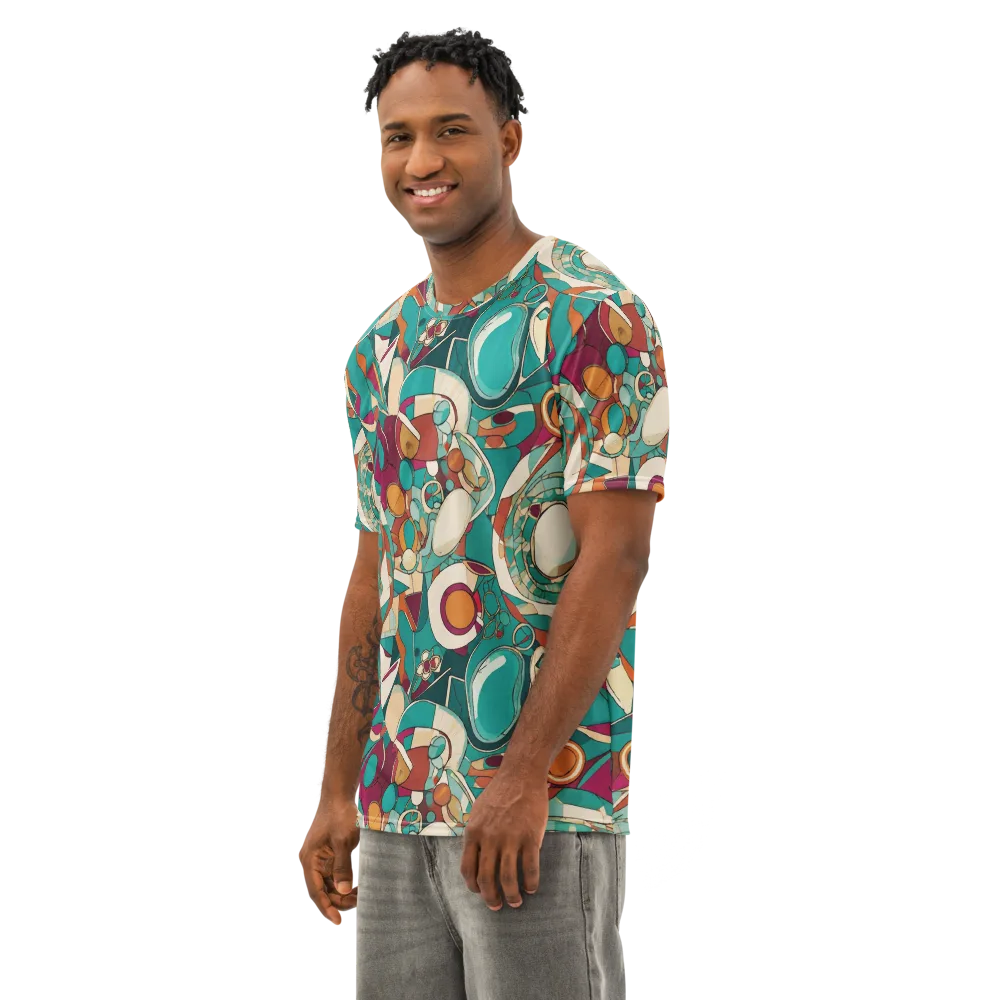 Citrus Geometry on Men's Cotton Crew Neck T-Shirt — Left Front