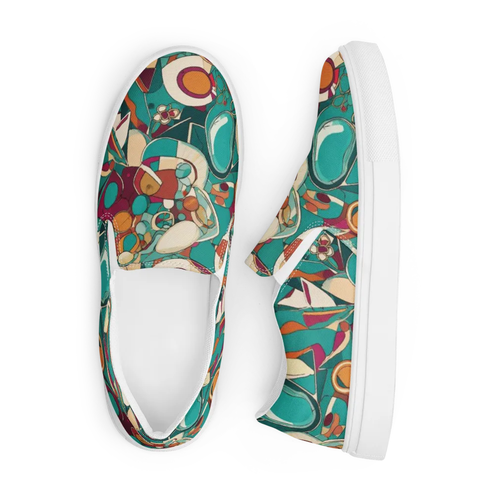 Citrus Geometry on Men's Slip-On Canvas Shoes — Front