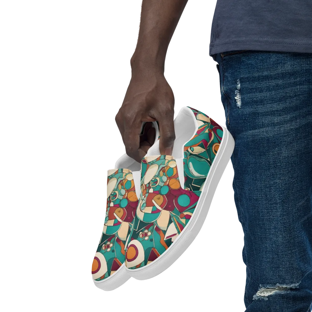 Citrus Geometry on Men's Slip-On Canvas Shoes — Left Front