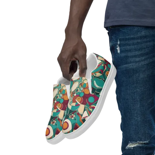 Citrus Geometry on a Men's Slip-On Canvas Shoes