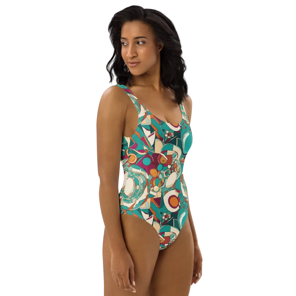Citrus Geometry on One-Piece Swimsuit — Right