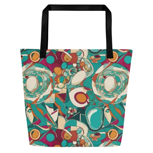 Citrus Geometry on a Large Tote Bag W/ Pocket