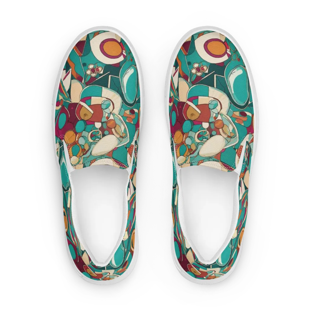 Citrus Geometry on Women's Slip-On Canvas Shoes — Front