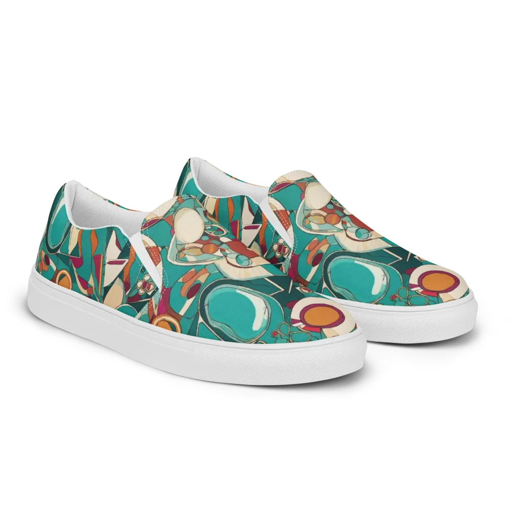 Citrus Geometry on Women's Slip-On Canvas Shoes — Right Front