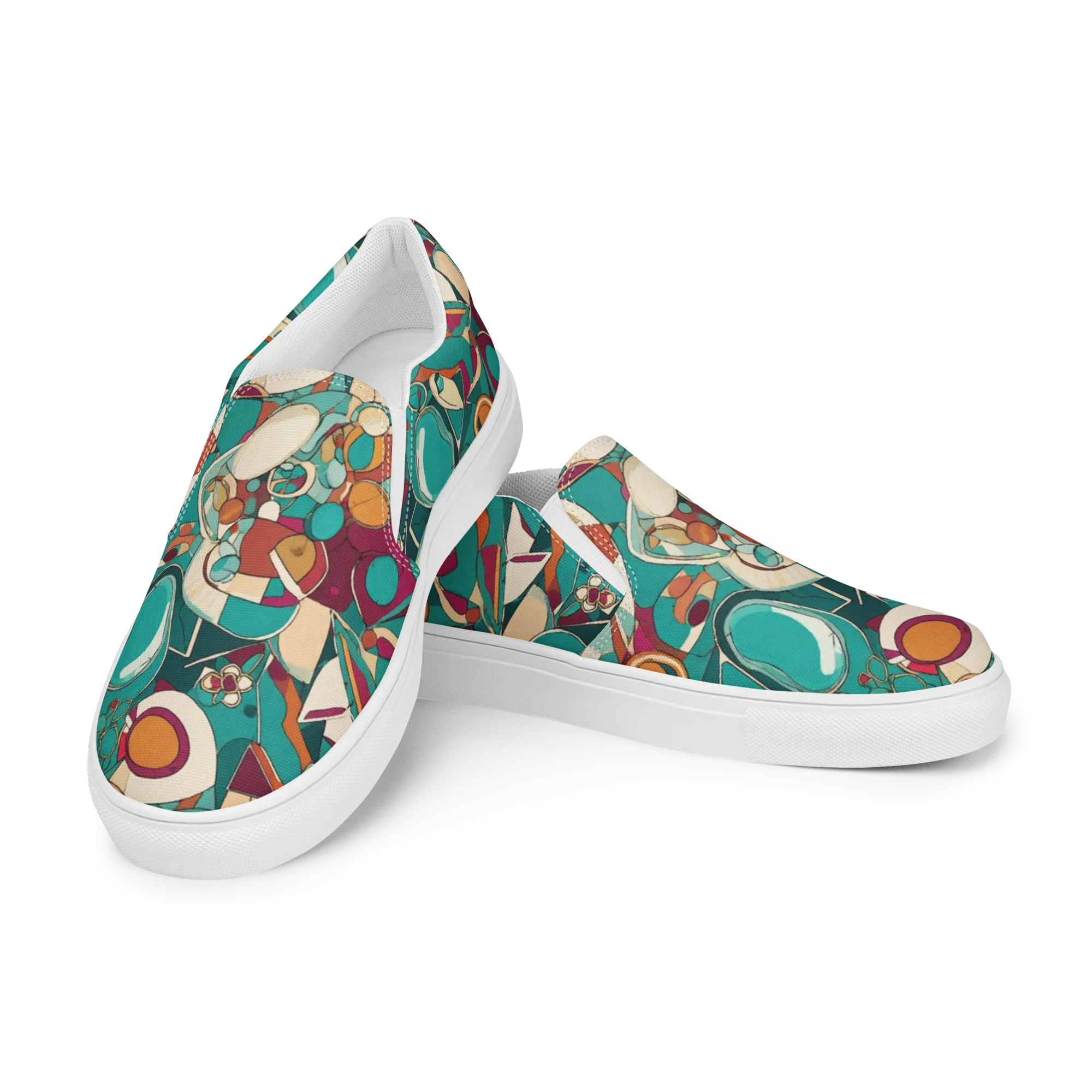 Citrus Geometry on Women's Slip-On Canvas Shoes — Left Front