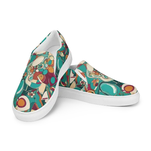 Citrus Geometry on a Women's Slip-On Canvas Shoes