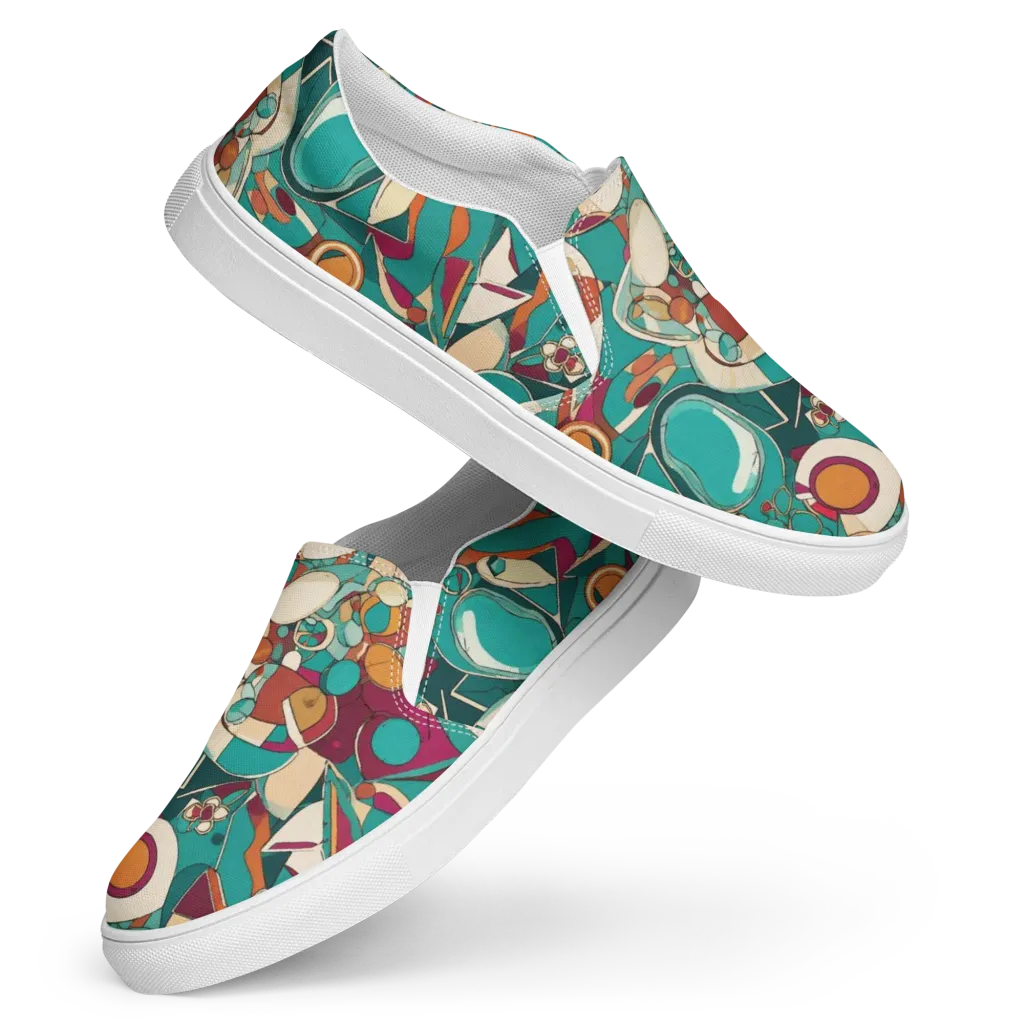 Citrus Geometry on Women's Slip-On Canvas Shoes — Front