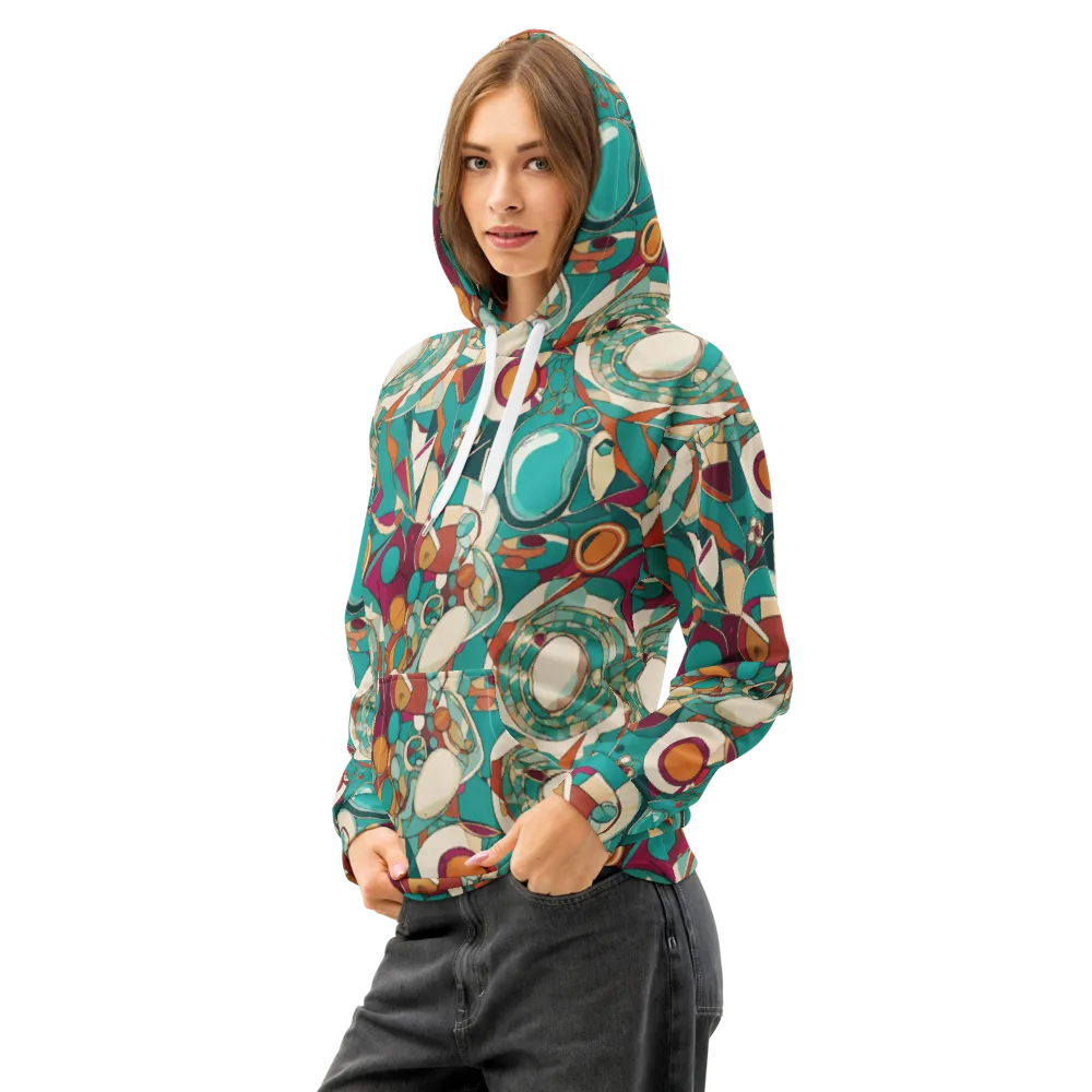 Citrus Geometry on Cotton Hoodie — Left Front