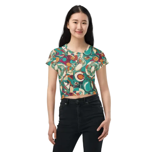 Citrus Geometry on a Crop Tee