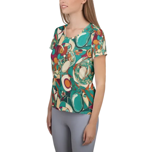 Citrus Geometry on a Women's Athletic T-Shirt