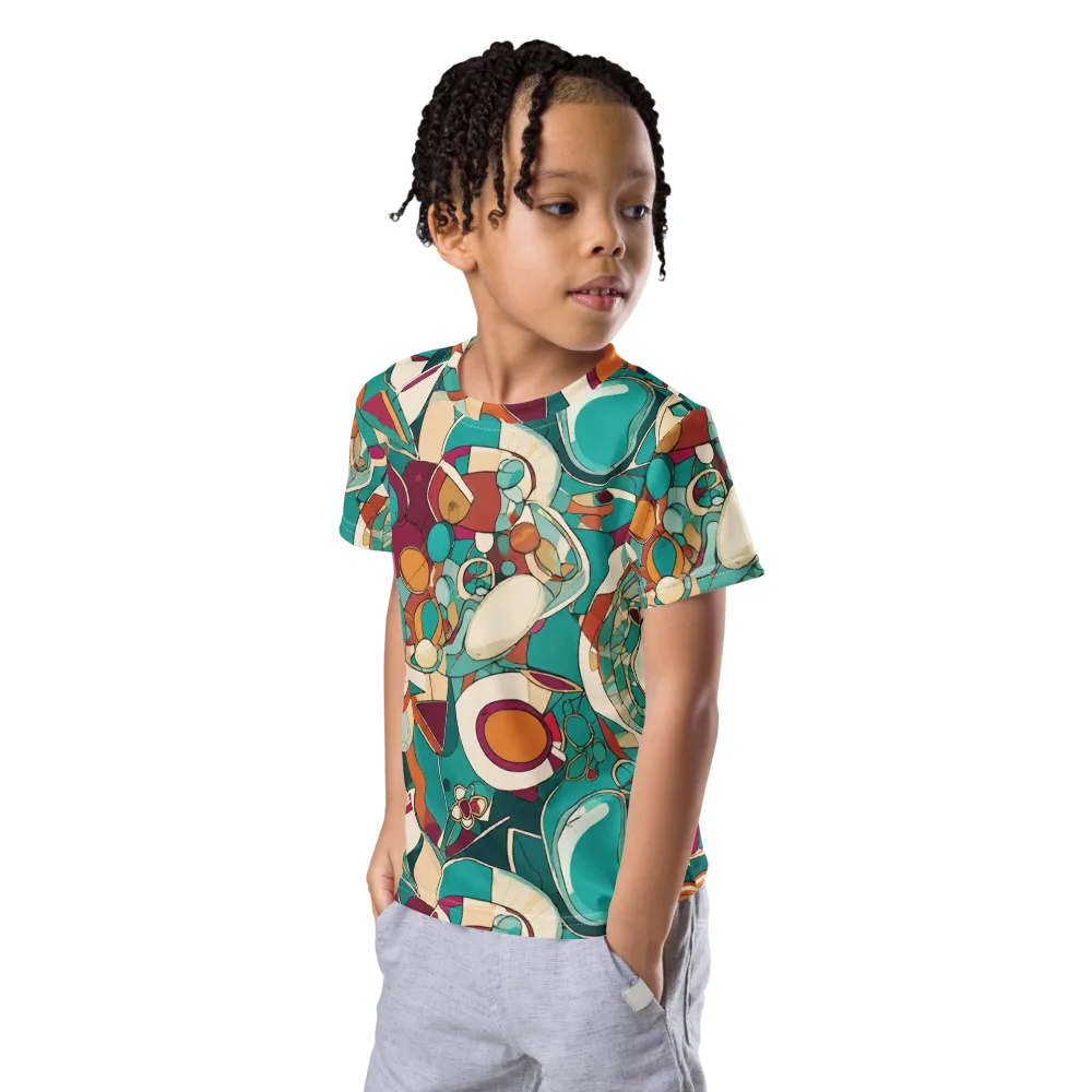 Citrus Geometry on Kids Crew Neck T-Shirt — Left Front