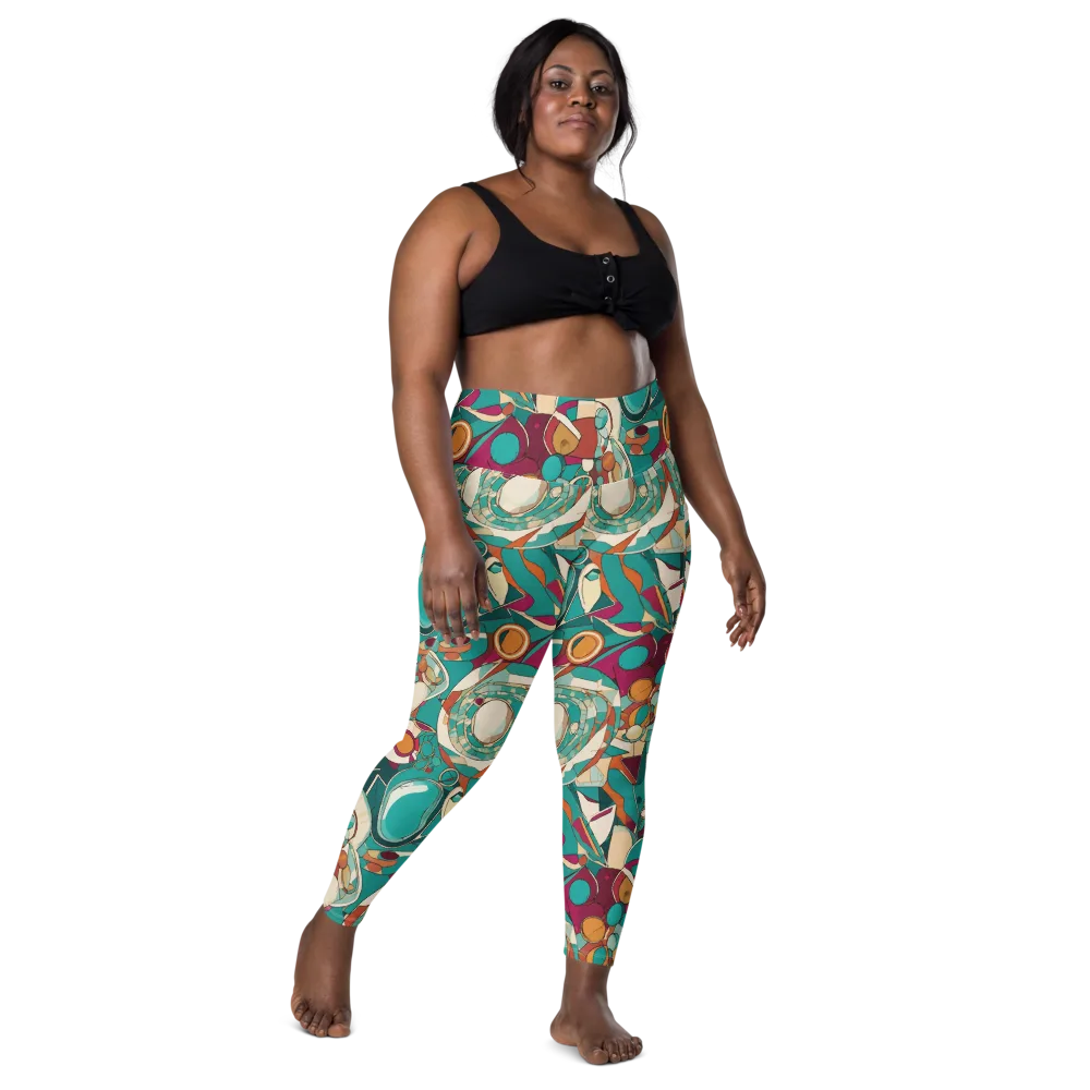 Citrus Geometry on Leggings with Pockets — Front