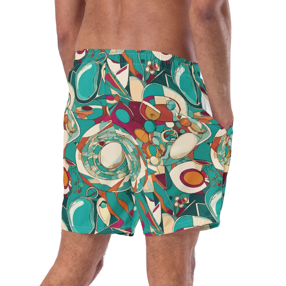 Citrus Geometry on Swim Trunks — Right Back