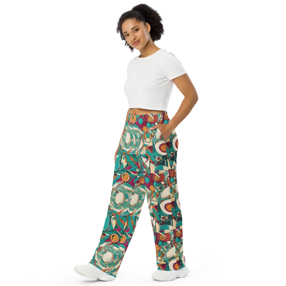 Citrus Geometry on Wide-Leg Pants — Left Front