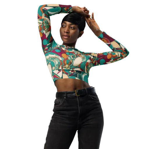 Citrus Geometry on a Long Sleeve Crop Top