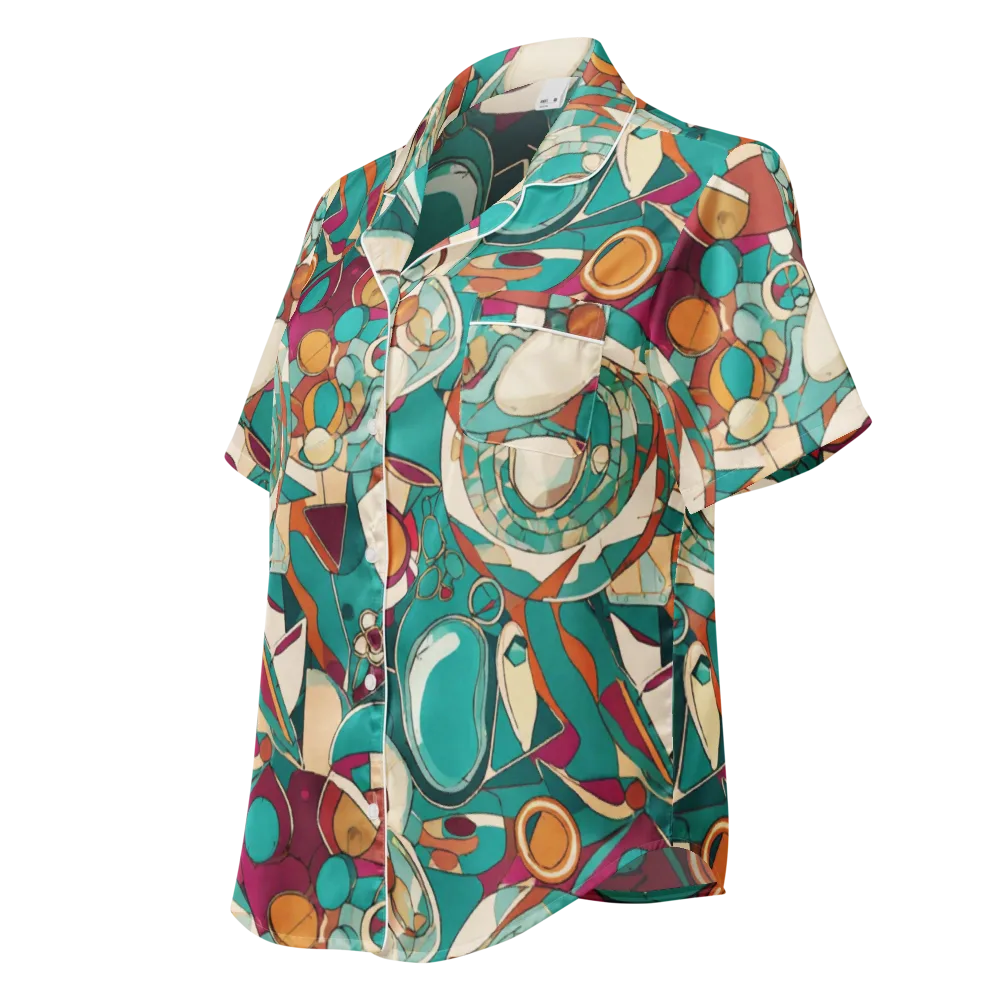 Citrus Geometry on Women's Short Sleeve Pajama Top — Left Front