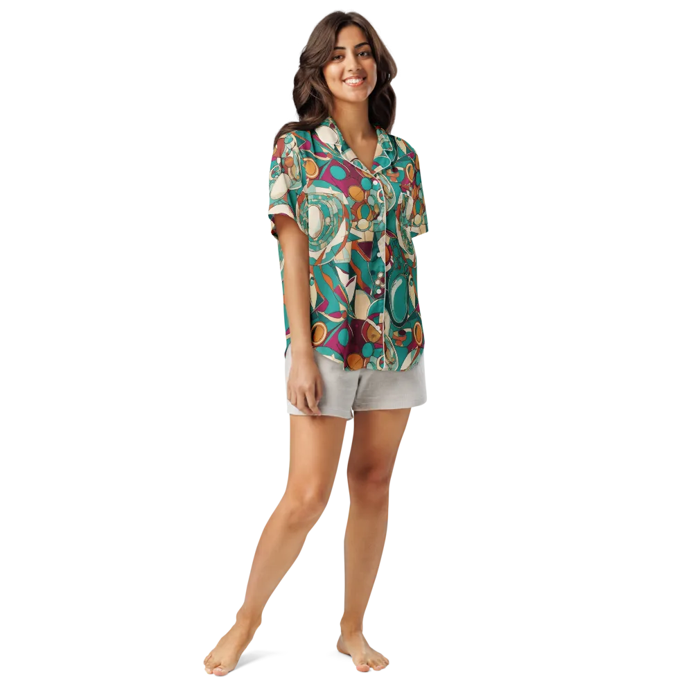 Citrus Geometry on Women's Short Sleeve Pajama Top — Front
