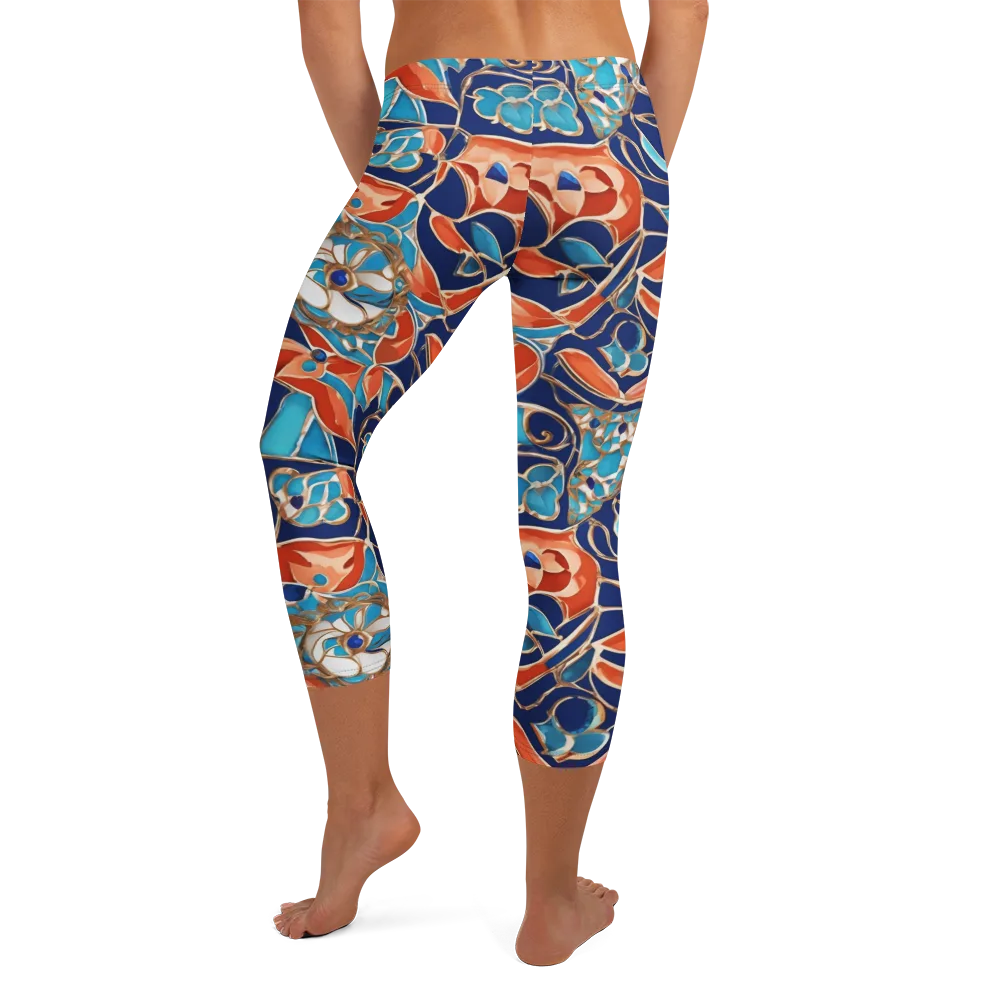 Lacquered Bloom on Capri Leggings — Back