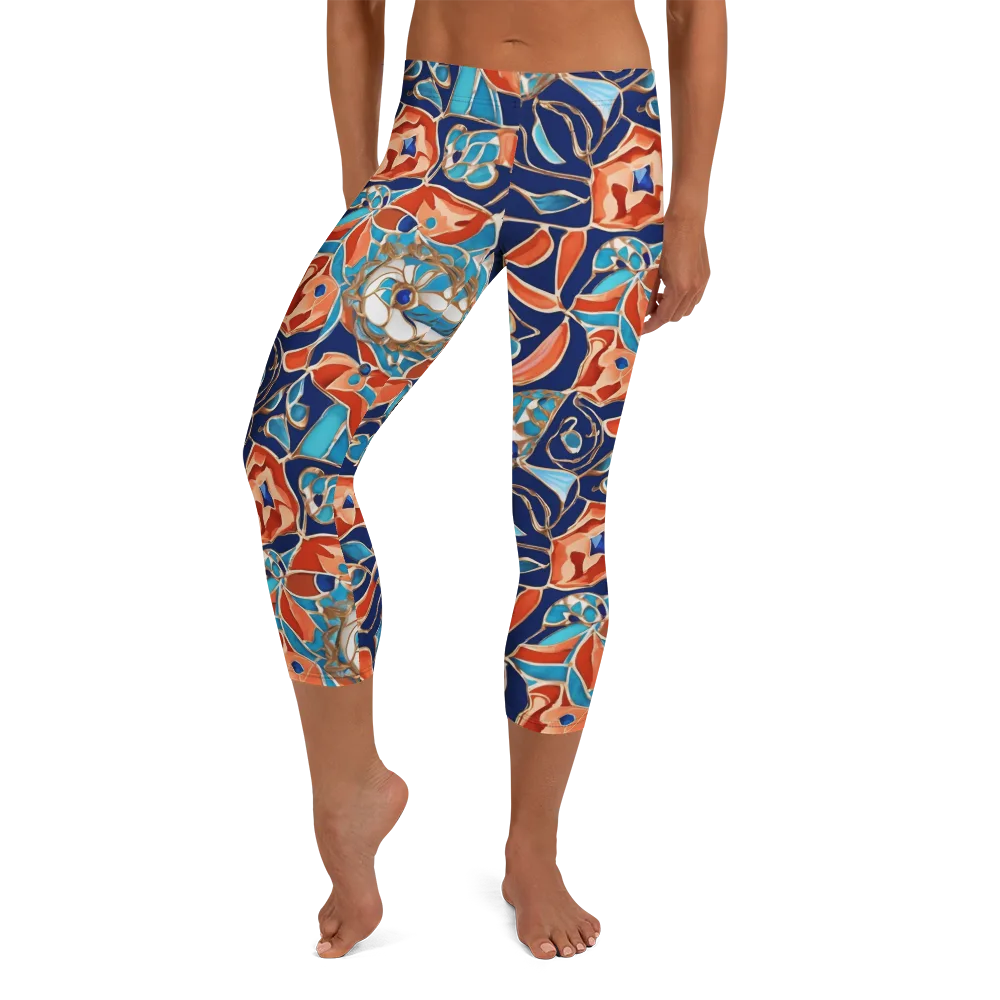Lacquered Bloom on Capri Leggings — Front