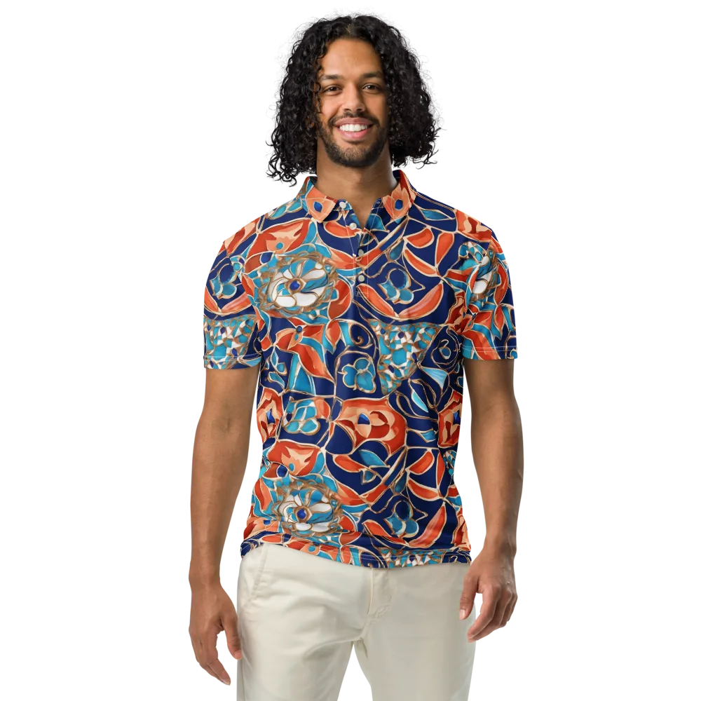 Lacquered Bloom on Men's Slim Fit Polo Shirt — Front