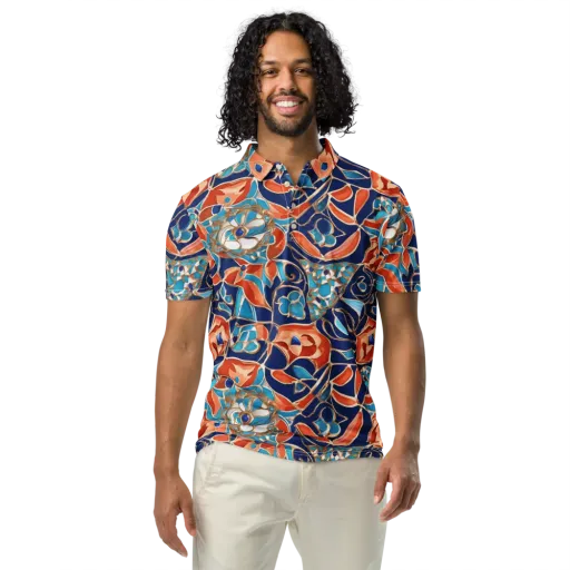 Lacquered Bloom on a Men's Slim Fit Polo Shirt