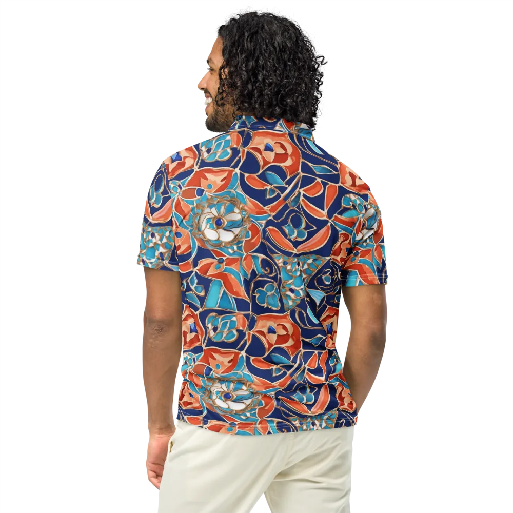 Lacquered Bloom on Men's Slim Fit Polo Shirt — Back