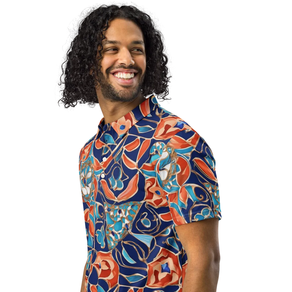 Lacquered Bloom on Men's Slim Fit Polo Shirt — Left Front