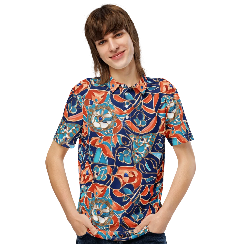 Lacquered Bloom on Men's Slim Fit Polo Shirt — Front