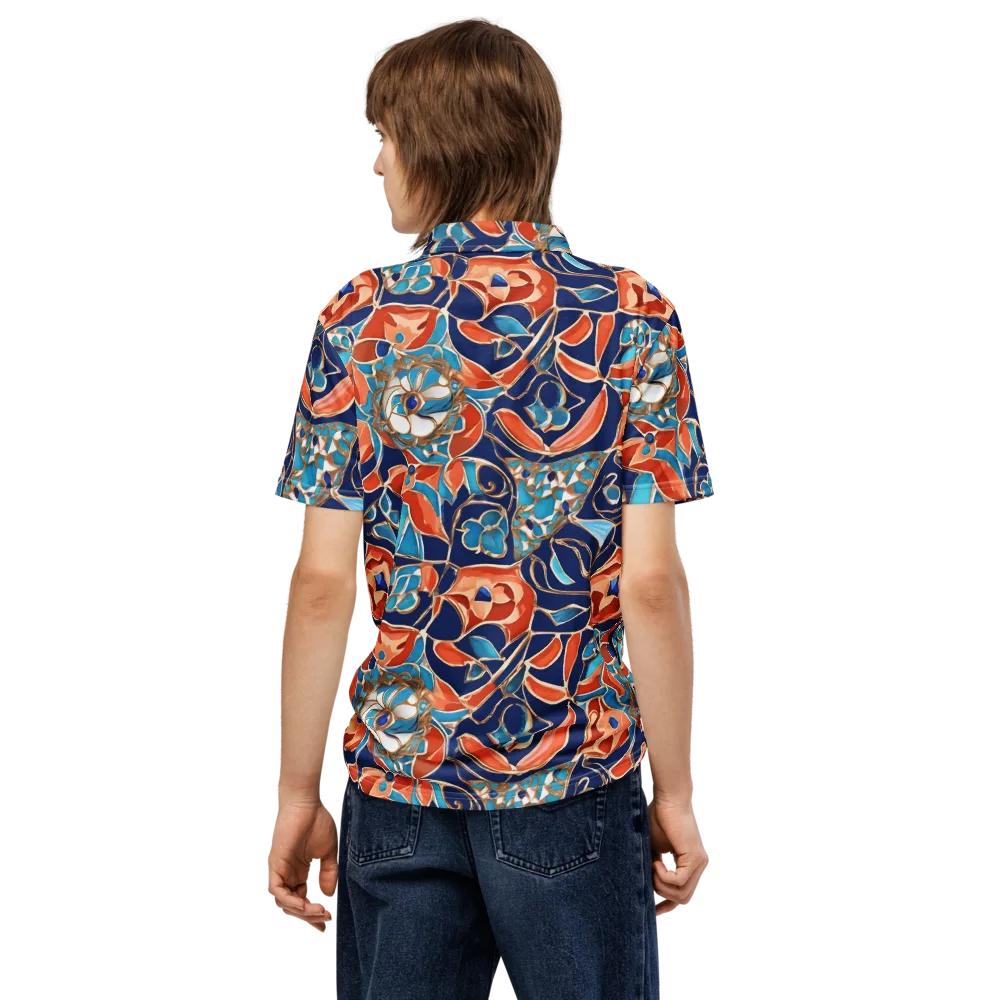 Lacquered Bloom on Men's Slim Fit Polo Shirt — Back