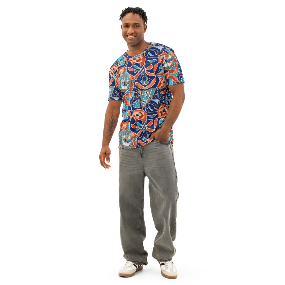 Lacquered Bloom on Men's Cotton Crew Neck T-Shirt — Front