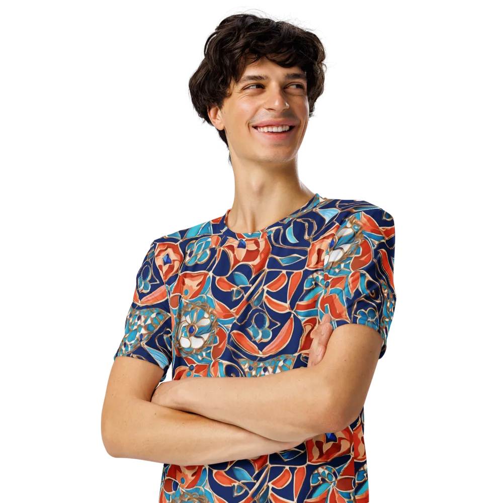 Lacquered Bloom on Men's Crew Neck T-Shirt — Left Front