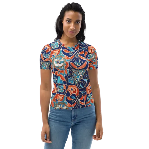 Lacquered Bloom on a Women's Crew Neck T-Shirt