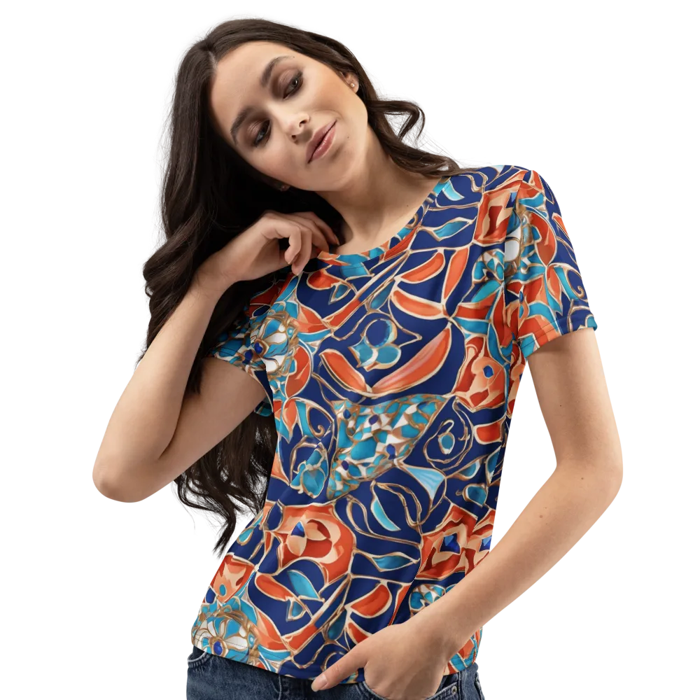 Lacquered Bloom on Women's Crew Neck T-Shirt — Left Front
