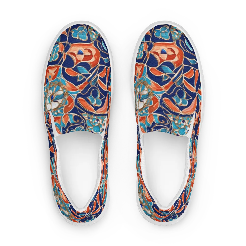 Lacquered Bloom on Men's Slip-On Canvas Shoes — Front
