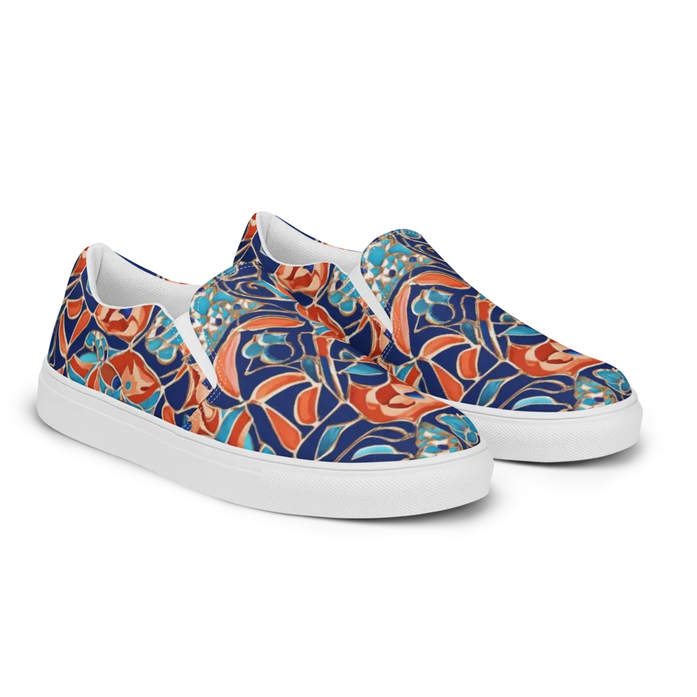 Lacquered Bloom on Men's Slip-On Canvas Shoes — Right Front