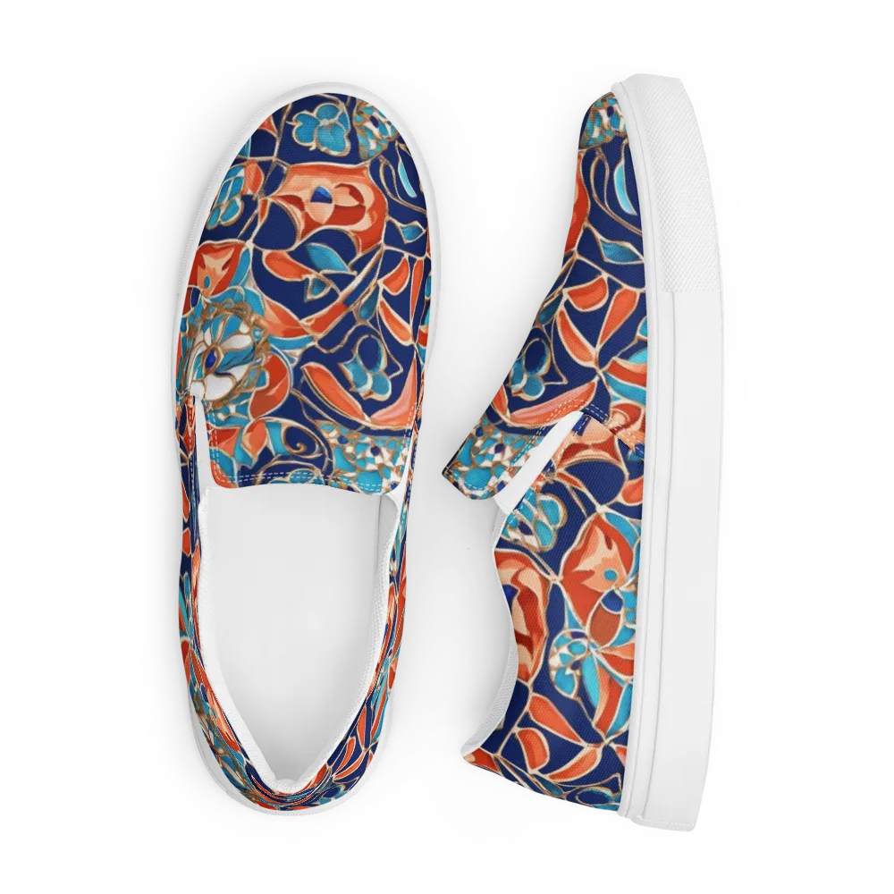 Lacquered Bloom on Men's Slip-On Canvas Shoes — Front
