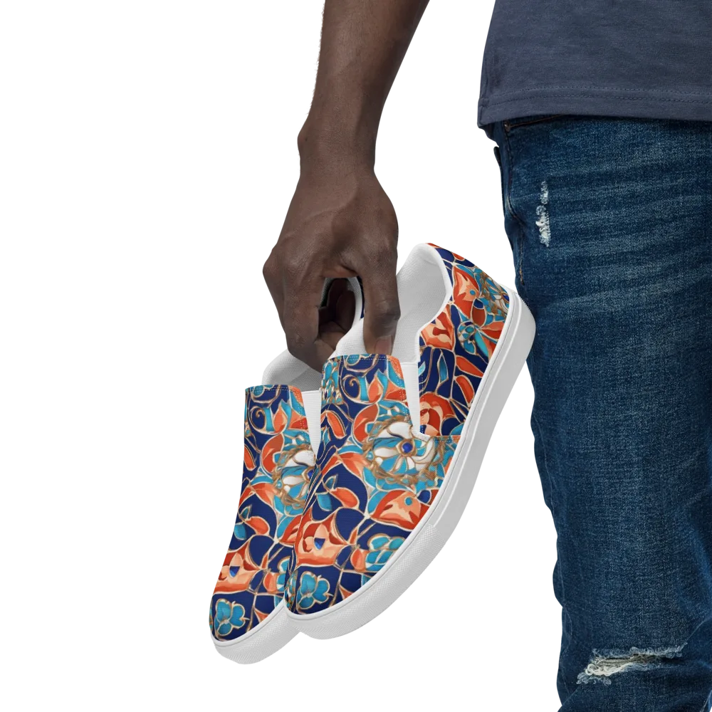 Lacquered Bloom on Men's Slip-On Canvas Shoes — Left Front