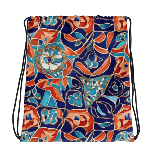Lacquered Bloom on a Drawstring Bag