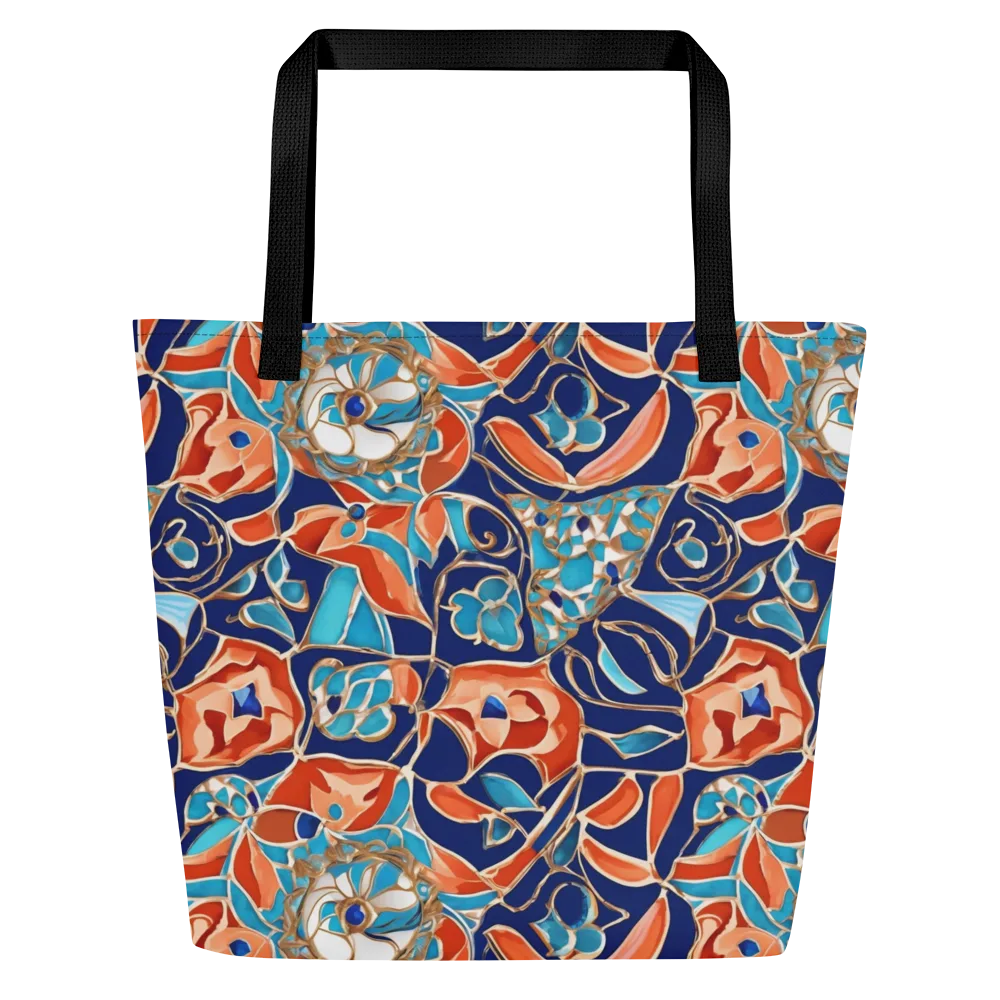 Lacquered Bloom on Large Tote Bag W/ Pocket — Front
