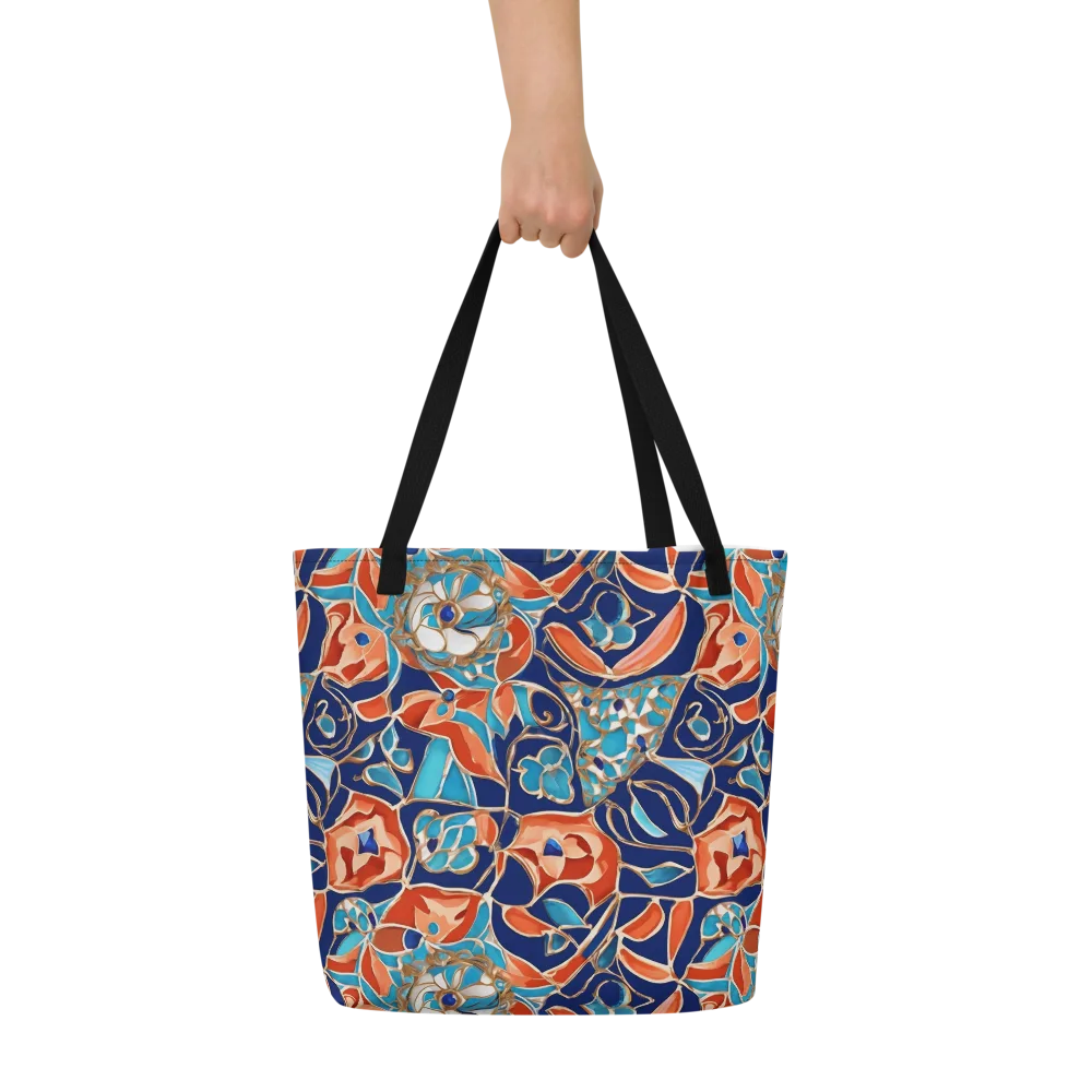 Lacquered Bloom on Large Tote Bag W/ Pocket — Front