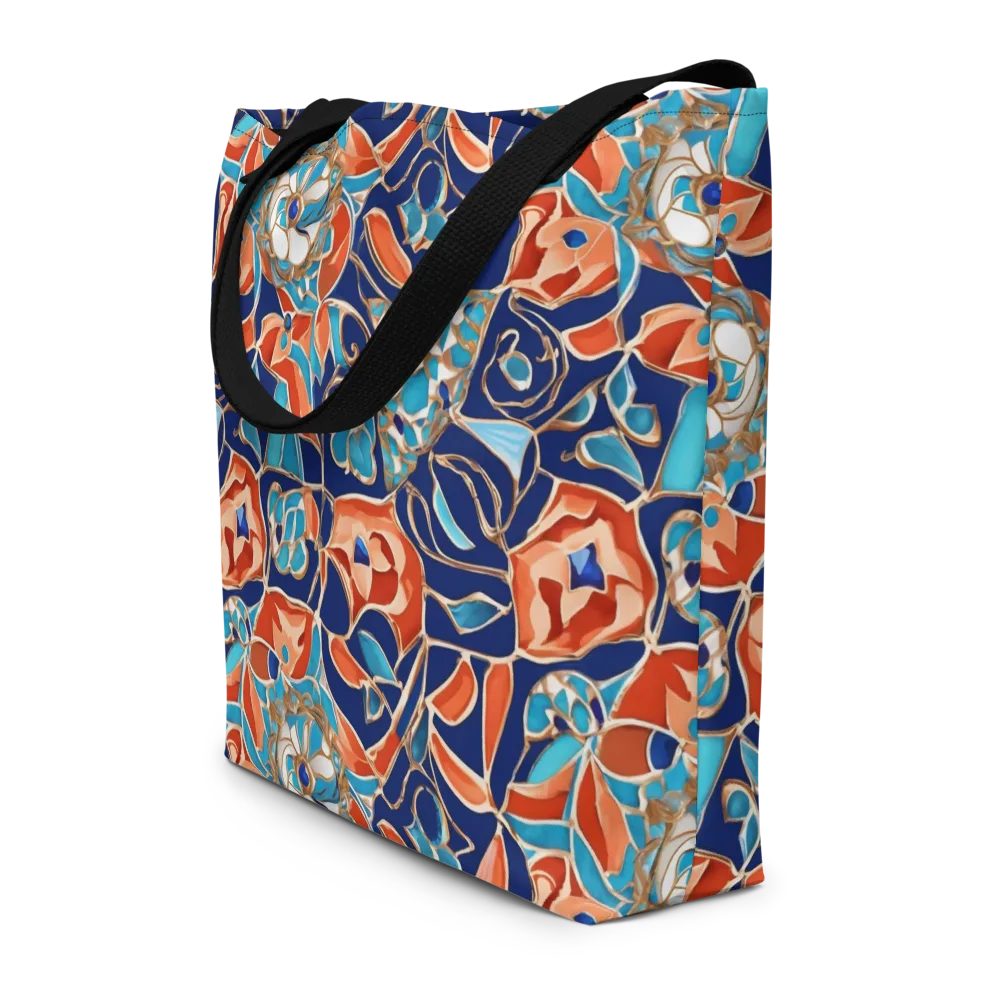 Lacquered Bloom on Large Tote Bag W/ Pocket — Front