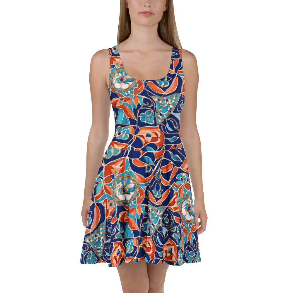 Lacquered Bloom on Skater Dress — Front