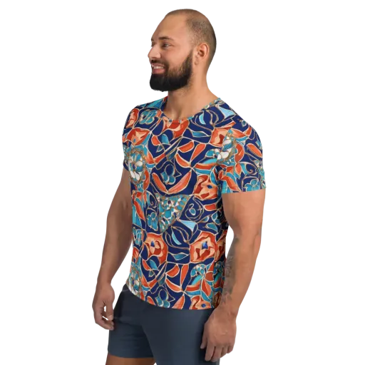 Lacquered Bloom on a Men's Athletic T-Shirt